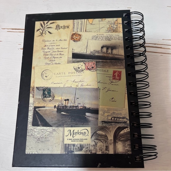 Vintage Travel Journal Spiral Notebook Markings by Susana England Nautical art - Picture 3 of 15